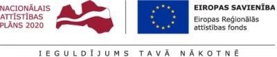 Nacionālā attīstības plāna un Eiropas Savienības Eiropas Reģionālās attīstības fonda logo ar virsrakstu "Ieguldījums Tavā nākotnē"